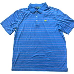Masters Collection Polo Shirt Mens XL Blue Pink‎ Striped Pima Cotton Golf Top